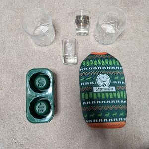 Jagermeister Green and Orange Bottle Cover And Drink Set